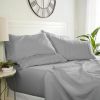 Twin size 4 Piece Grey Wrinkle Resistant Microfiber Polyester Sheet Set