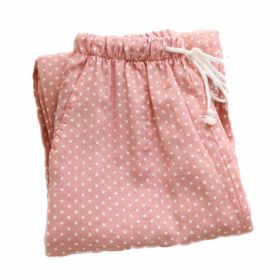 Women Cotton Sleepwear Loose Pyjamas Pants Dots Pajama Bottoms, Pink