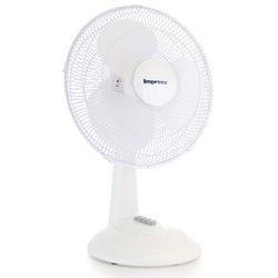 Impress 12 Inch 3 Speed Oscillating Table Fan in White