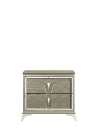 Samantha Modern Style 2-Drawer Nightstand Made with Wood & Mirrored Accents