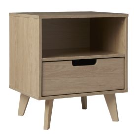 Modern 1-Drawer Nightstand with Open Cubby - Riviera