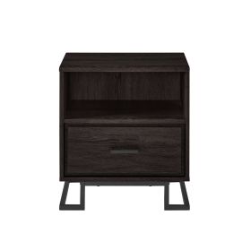 Contemporary Metal and Wood 1-Drawer Nightstand â€“ Charcoal