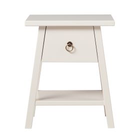 Modern Minimalist 1-Drawer Nightstand â€“ Ivory White