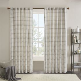 Plaid Rod Pocket and Back Tab Curtain Panel with Fleece Lining