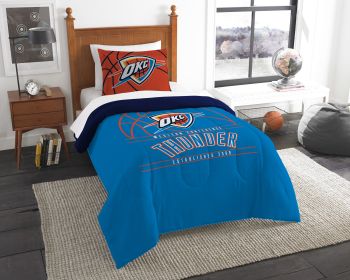 Thunder OFFICIAL National Basketball Association; Bedding; "Reverse Slam" Printed Twin Comforter (64"x 86") & 1 Sham (24"x 30") Set by The Northwest C