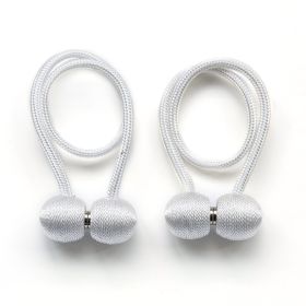 2Pcs Magnetic Curtain Ball Rods Accessoires Backs Holdbacks Buckle Clips Hook Holder Home Decor Tiebacks Tie Rope Accessory (Color: White)