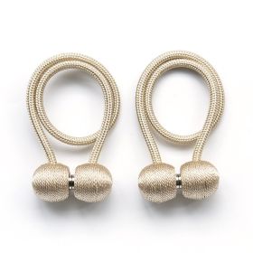 2Pcs Magnetic Curtain Ball Rods Accessoires Backs Holdbacks Buckle Clips Hook Holder Home Decor Tiebacks Tie Rope Accessory (Color: beige)