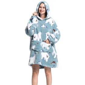 Adult Hooded Animal Nightgown Flannel Blanket Women Fleece Warm Pajamas Pullover Sweater Soft Comfortable Spring Autumn Winter (Color: 1, size: One Size)