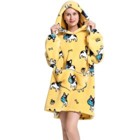 Adult Hooded Animal Nightgown Flannel Blanket Women Fleece Warm Pajamas Pullover Sweater Soft Comfortable Spring Autumn Winter (Color: 12, size: One Size)