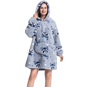 Adult Hooded Animal Nightgown Flannel Blanket Women Fleece Warm Pajamas Pullover Sweater Soft Comfortable Spring Autumn Winter (Color: 9, size: One Size)