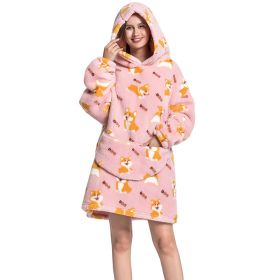 Adult Hooded Animal Nightgown Flannel Blanket Women Fleece Warm Pajamas Pullover Sweater Soft Comfortable Spring Autumn Winter (Color: 10, size: One Size)