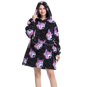 Adult Hooded Animal Nightgown Flannel Blanket Women Fleece Warm Pajamas Pullover Sweater Soft Comfortable Spring Autumn Winter (Color: 8, size: One Size)