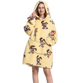 Adult Hooded Animal Nightgown Flannel Blanket Women Fleece Warm Pajamas Pullover Sweater Soft Comfortable Spring Autumn Winter (Color: 14, size: One Size)