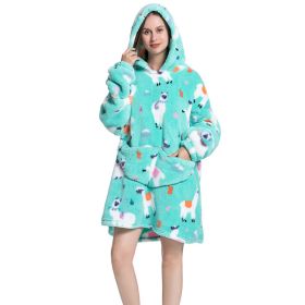 Adult Hooded Animal Nightgown Flannel Blanket Women Fleece Warm Pajamas Pullover Sweater Soft Comfortable Spring Autumn Winter (Color: 24, size: One Size)