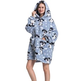 Adult Hooded Animal Nightgown Flannel Blanket Women Fleece Warm Pajamas Pullover Sweater Soft Comfortable Spring Autumn Winter (Color: 4, size: One Size)