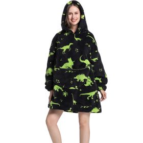 Adult Hooded Animal Nightgown Flannel Blanket Women Fleece Warm Pajamas Pullover Sweater Soft Comfortable Spring Autumn Winter (Color: 20, size: One Size)