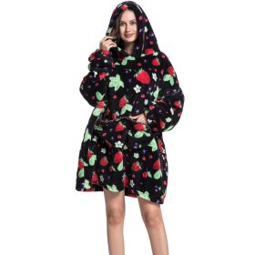 Adult Hooded Animal Nightgown Flannel Blanket Women Fleece Warm Pajamas Pullover Sweater Soft Comfortable Spring Autumn Winter (Color: 3, size: One Size)