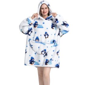 Adult Hooded Animal Nightgown Flannel Blanket Women Fleece Warm Pajamas Pullover Sweater Soft Comfortable Spring Autumn Winter (Color: 16, size: One Size)