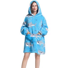 Adult Hooded Animal Nightgown Flannel Blanket Women Fleece Warm Pajamas Pullover Sweater Soft Comfortable Spring Autumn Winter (Color: 13, size: One Size)