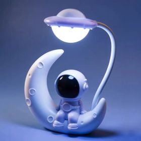 Children's Creative Spaceman Desktop Small Table Lamp (Color: White)