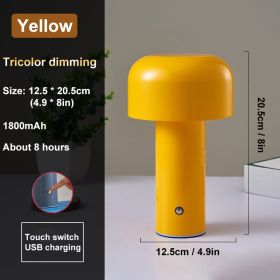 Italian Mushroom Table Lamp Night Light Portable Wireless Touch Rechargeable Desk Light Bedside Table Lamp Bedroom Desktop Decor (Lampshade Color: Yellow, Ships From: China)