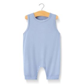 Baby Solid Color Sleeveless Snap Cotton Jumpsuit Pajamas (Size/Age: 66 (3-6M), Color: Blue)