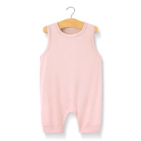 Baby Solid Color Sleeveless Snap Cotton Jumpsuit Pajamas (Size/Age: 66 (3-6M), Color: PINK)