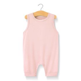 Baby Solid Color Sleeveless Snap Cotton Jumpsuit Pajamas (Size/Age: 73 (6-9M), Color: PINK)