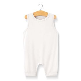 Baby Solid Color Sleeveless Snap Cotton Jumpsuit Pajamas (Size/Age: 90 (12-24M), Color: White)