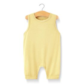 Baby Solid Color Sleeveless Snap Cotton Jumpsuit Pajamas (Size/Age: 90 (12-24M), Color: Yellow)