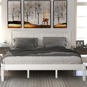 Platform Bed Frame with Headboard ;  Wood Slat Support ;  No Box Spring Needed ; Queen; Espresso (Color: White)