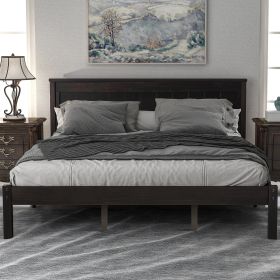 Platform Bed Frame with Headboard ;  Wood Slat Support ;  No Box Spring Needed ; Queen; Espresso (Color: Espresso)