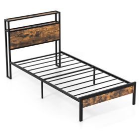 Twin/Full/Queen Bed Frame with Storage Headboard and Charging Station (size: Twin Size)