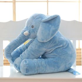 Soft Comfort Elephant Plush Toy  Accompany Sleeping Baby Sleep Child Pillow Leather Shell (Option: Blue-60cm)